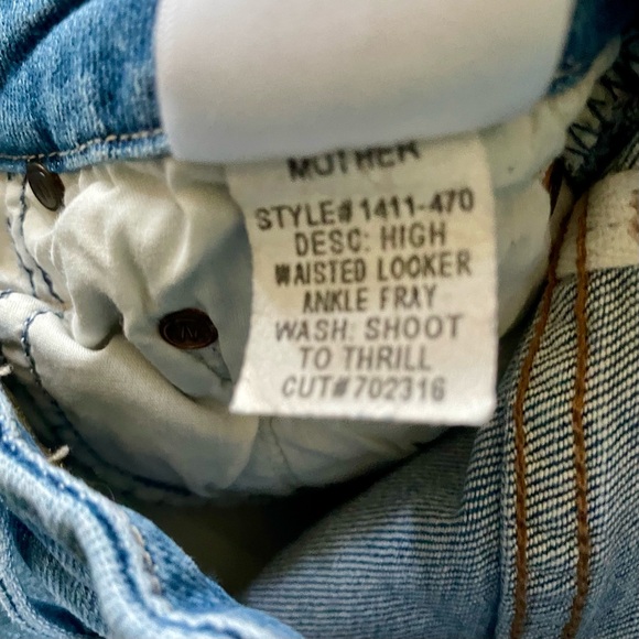 Mother Denim Jeans High Waisted Looker Ankle Fray Shoot to Thrill Women’s Sz. 28 - Picture 6 of 11